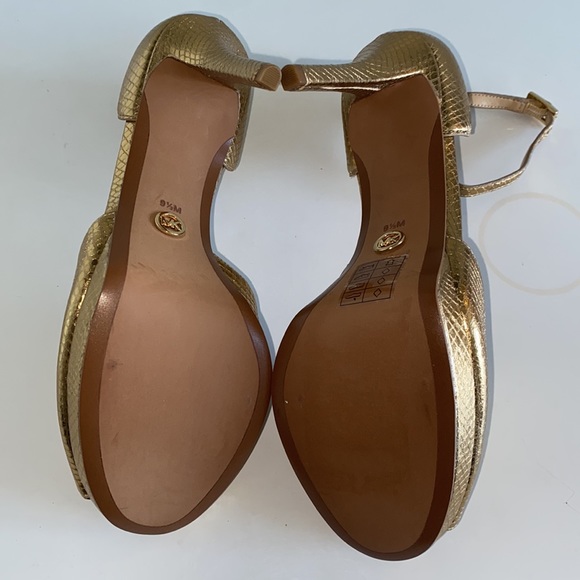 MICHAEL Kors Jordyn Snake Embossed Metallic Leather Platform Sandals - Picture 6 of 11